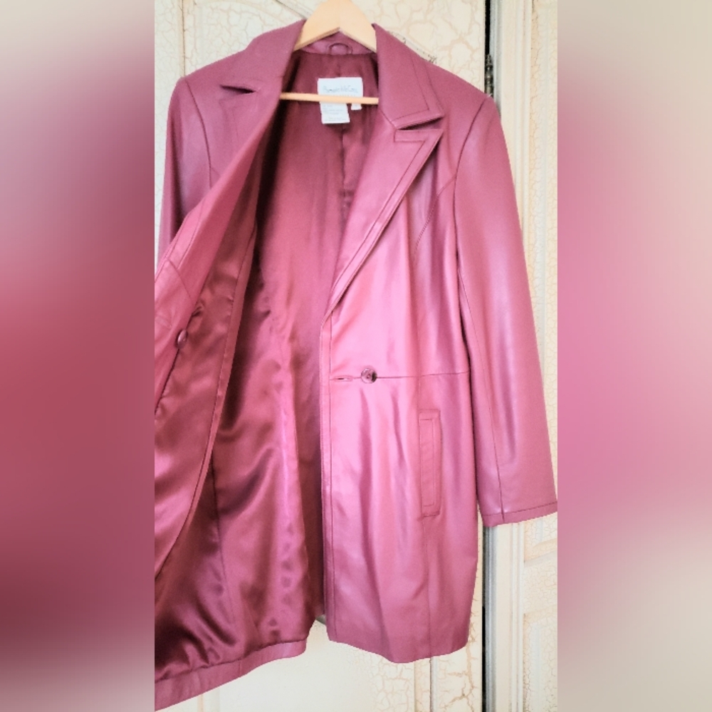 Pamela McCoy LEATHER COAT Size M Color: Rose-Mauve Excellent